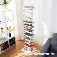 TANGKULA Spine Book Tower Shelf Bookcase Wall Shelf Unit Large Storage Floating Open Media Tower White - B07FQF1ZXK