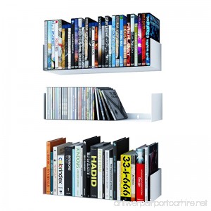 Wallniture Bali U Shape Bookshelves - Wall Mountable Metal CD DVD Storage Rack White Set of 3 - B071HPW2CP