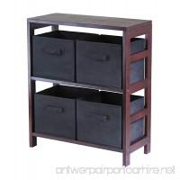 Winsome Wood Capri Wood 2 Section Storage Shelf with 4 Black Fabric Foldable Baskets - B002SSUKL6