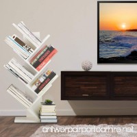 WSTECHCO 7 Shelf Tree Bookshelf Compact Book Rack Bookcase Display Storage Furniture for CDs  Movies & Books Holds Up To 7 Books Per Shelf (White) - B0792V88D7