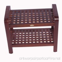 18 Espalier Teak Lattice Shower Bench with Shelf with Lift Aide Arms- For shower bath sauna living or outdoors - B009K2OECE
