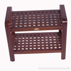 18 Espalier Teak Lattice Shower Bench with Shelf with Lift Aide Arms- For shower bath sauna living or outdoors - B009K2OECE