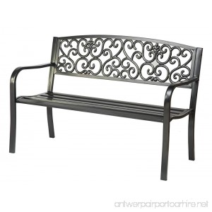50 Black Steel Garden Bench By Trademark Innovations - B016E4JWQ8