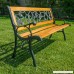 Belleze Patio Park Garden Bench Porch Path Chair Outdoor Deck Cast Iron Hardwood - B01CDR8IMO
