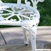 Belleze Rose Style Love Seat Bench White Cast Iron Antique Designed Outdoor Patio Porch Home Garden Parks Backyard Pool - B01CDNE37C