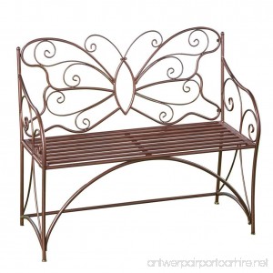 Collections Etc Butterfly Outdoor Metal Garden Bench Decorative Patio Furniture - B07CQ1Z7F8