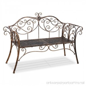 Cr Outdoor Patio Chair Garden Park Bench Metal antique garden bench with Decorative Cast Iron Backrest - B074V5L2K9