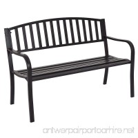 Giantex 50" Patio Garden Bench Loveseats Park Yard Furniture Decor Cast Iron Frame Black (Black Style 2) - B06Y64H439
