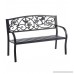 Hummingbird Patio Garden Bench Park Yard Outdoor Furniture Detailed Decorative Design with Vines and Flowers Classic Black Finish Easy Assembly 50 L x 17 1/2 W x 34 1/2 H - B00NY6QLJQ