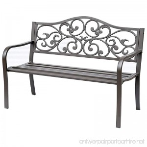 Outsunny 50 Vintage Floral Garden Cast Iron Patio Bench Garden Chair - B079S3R4LK