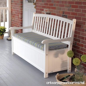 Pleasant Bay 4 ft. Curved-Back Outdoor Acacia Wood Patio Storage Bench - White Is A Sensational Addition To Your Front Porch or Patio - B01E8Z302W