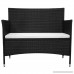 vidaXL Garden Bench Poly Rattan Wicker Black Cushion Outdoor Seat Chair Patio - B07FDVX37R