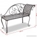 vidaXL Patio Outdoor Metal Garden Bench Seat Chaise Lounge Antique Brown Scroll-pattern - B07FDY6VJQ