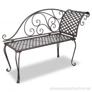 vidaXL Patio Outdoor Metal Garden Bench Seat Chaise Lounge Antique Brown Scroll-pattern - B07FDY6VJQ