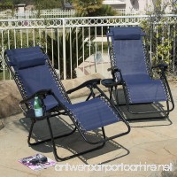 2 Folding Zero Gravity Reclining Lounge Chairs Utility Tray Outdoor Beach Patio Blue - B018UIMNDK