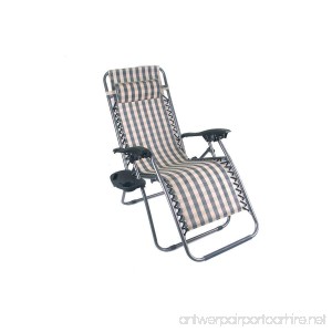 2pcs Outdoor Zero Gravity Lounge Chair Beach Patio Pool Yard Folding Recline With a cup stand (Stripe) - B071JTMCN3