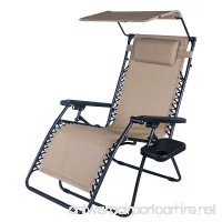 Adeco Outdoor Folding & Reclining Zero Gravity Chair with Canopy Awning For Lounge Patio Yd Beach Foldable & Mobile Grey Blue - B014X61OGK