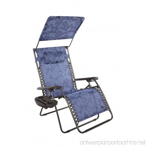Bliss Hammocks Zero Gravity Chair with Canopy and Side Tray Blue Flowers 33 Wide - B01LXTP2A4