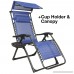 EACHPOLE Reclining Infinity Zero Gravity Outdoor Lounge Patio Chair with Sun Canopy and 2-Cup Holder Blue APL1555 - B06WP3FZMN