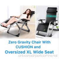 Four Seasons With CUSHION OVERSIZED XL Extra Wide Seat (Seat width: 22.5) Upgraded Heavy Duty Zero Gravity Chair Lounge Recliner Folding Adjustable With Square Legs & Cup Holder Support 330 LBS - B0798DMX6L