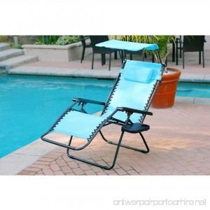 Jeco Inc. Oversized Zero Gravity Chair with Sunshade and Drink Tray - Pacific Blue - B00O1CJMO8