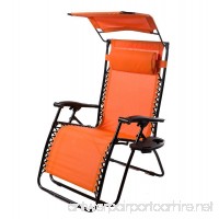 Outdoor Deluxe Zero Gravity Chair With Canopy  Adjustable Patio Recliner with Table and Drink Holder  65 L x 29.5 W x 44 H - Orange - B07CLKYMQC