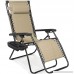 TAN Folding Zero Gravity Recliner Lounge Chair W/ Canopy Shade & Magazine Cup Holder For Leisure Allblessings - B079YNQ6NG