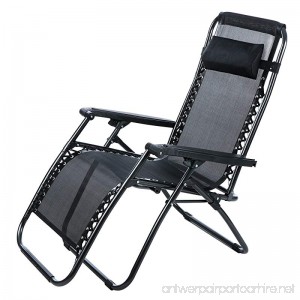 Wakrays Folding Zero Gravity Reclining Lounge Portable Garden Beach Camping Outdoor Chair (Black) - B01IGPJA7O