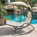 Belleze Rocker Chaise Hanging Sun Canopy Patio Chair Outdoor Backyard Rocking Lounge Shade w/Pillows Cushions White - B07DD4NQ3M