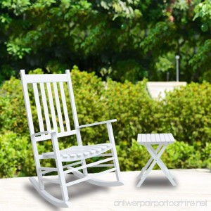 Coismo Outdoor Solid Wood Rocking Chair Porch Rocker with Side Table White - B073TSJHKY