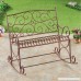Collections Etc Outdoor Metal Scroll Double Rocking Chair Garden Bench Porch Patio Deck Glider - B07CQSTR4P