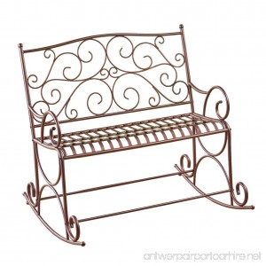 Collections Etc Outdoor Metal Scroll Double Rocking Chair Garden Bench Porch Patio Deck Glider - B07CQSTR4P