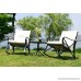 Feelway Outdoor 3 Pcs Rocking Chair Patio Wicker Furniture Bistro Set With Two Chairs One Table Cushioned (PVC Belt) - B07D79LJKN