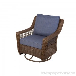 Hampton Bay Spring Haven Brown All-weather Wicker Patio Swivel Rocking Chair with Sky Blue Cushions - B00TZMVVZC