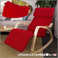 Haotian Comfortable Relax Rocking Chair with Foot Rest Design  Lounge Chair  Recliners Poly-cotton Fabric Cushion  FST16-R Red Color - B014ZG9FEQ