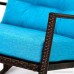 Kinbor Rattan Rocker Chair Outdoor Garden Rocking Chair Wicker Lounge w/Cushion (Blue) - B076ZF9KT2