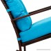 Kinbor Rattan Rocker Chair Outdoor Garden Rocking Chair Wicker Lounge w/Cushion (Blue) - B076ZF9KT2