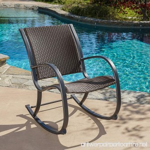 Leann Outdoor Dark Brown Wicker Rocking Chair - B00WRDRI80