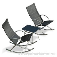 Transcontinental Group Rocking 2 Chairs 1 Table Textilene Chair Collection Black - B01BOOD1WY