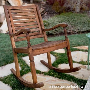 WE Furniture Solid Acacia Wood Rocking Patio Chair - Dark Brown - B06XHLW4CH