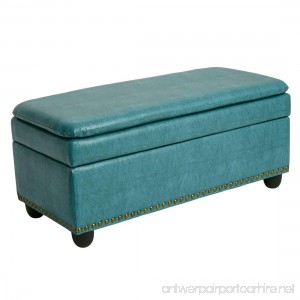 BrylaneHome Extra Wide Ottoman With Studs (Blue Haze 0) - B0772CM476