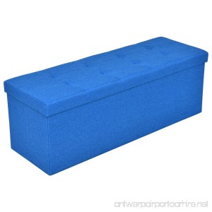 Folding Ottoman Bench Storage Stool Box Footrest Furniture Decor Blue 43 Inch - B078NV8G91