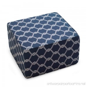 Indoor/Outdoor Square Pouf Ottoman Made with Spun Polyester Fiber in Nautical Knots Finish 25L x 25W x 15H in. - B073DXSRS2