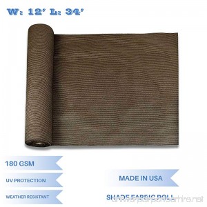 E&K Sunrise 12' x 34' Brown Sun Shade Fabric Sunblock Shade Cloth Roll 95% UV Resistant Mesh Netting Cover for Outdoor Backyard Garden Greenhouse Barn Plant (Customized Sizes Available) - B0778W598T