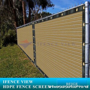 Ifenceview 6'x3' to 6'x50' Beige Shade Cloth/Fence Privacy Screen Fabric Mesh Net for Construction Site Yard Driveway Garden Railing Canopy Awning 160 GSM UV Protection (6' x 10') - B078JRGDR9