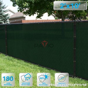 PATIO Fence Privacy Screen 2' x 10' Pergola Shade Cover Canopy Sun Block Heavy Duty Fence Privacy Netting Commercial Grade Privacy Fencing 180 GSM 90% Privacy Blockage (Dark Green) - B07F1Z6BQY