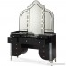 AICO Hollywood Swank Upholstered Vanity and Mirror in Black Iguana - B00DWXVEA2