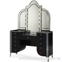 AICO Hollywood Swank Upholstered Vanity and Mirror in Black Iguana - B00DWXVEA2