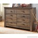 Ashley Furniture Signature Design - Trinell Dresser - Casual - 6 Drawers - Rustic Brown Finish - Nailhead Accents - Antiqued Bronze Hardware - B010FJ1S4M