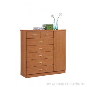 HODEDAH IMPORT Hodedah 7 Drawer Jumbo Chest Five Large Drawers Two Smaller Drawers with Two Lock Hanging Rod and Three Shelves Cherry - B00CYXS5PS